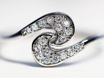 Anillo Tu y Yo Cz AAA Plata .925 baño Rodio