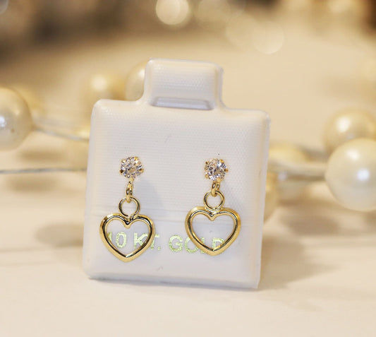 Broquel Oro 10k Recto 3mm c/corazón resaque