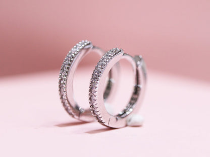 Arracada 1.4cm con Zirconias Plata 925 baño Rodio