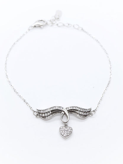 Pulsera Corazón Plata .925 Baño de Rodio y Zirconias