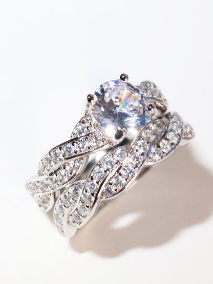 Anillo alianza Doble trenzado Plata .925 baño rodio