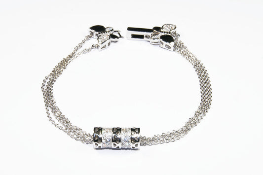 Pulsera Cilindro Mariposa - Plata .925 con de Rodio y Zirconias