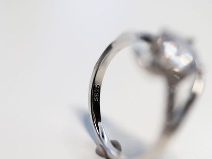 Anillo Princesa Plata .925 baño Rodio