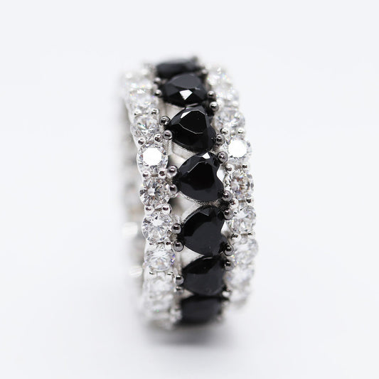 Anillo Plata .925 con Baño de Rodio y Zirconias