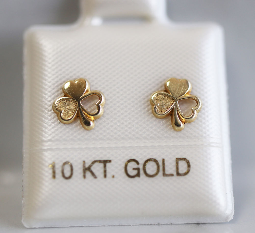 Trebol corazon resaque mate y lustrado 10k