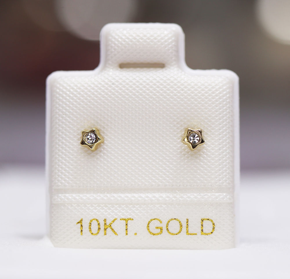 Broquel Oro 10k Estrella con Piedra