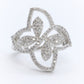 Anillo Flor Plata .925 Baño Rodio y Zirconias