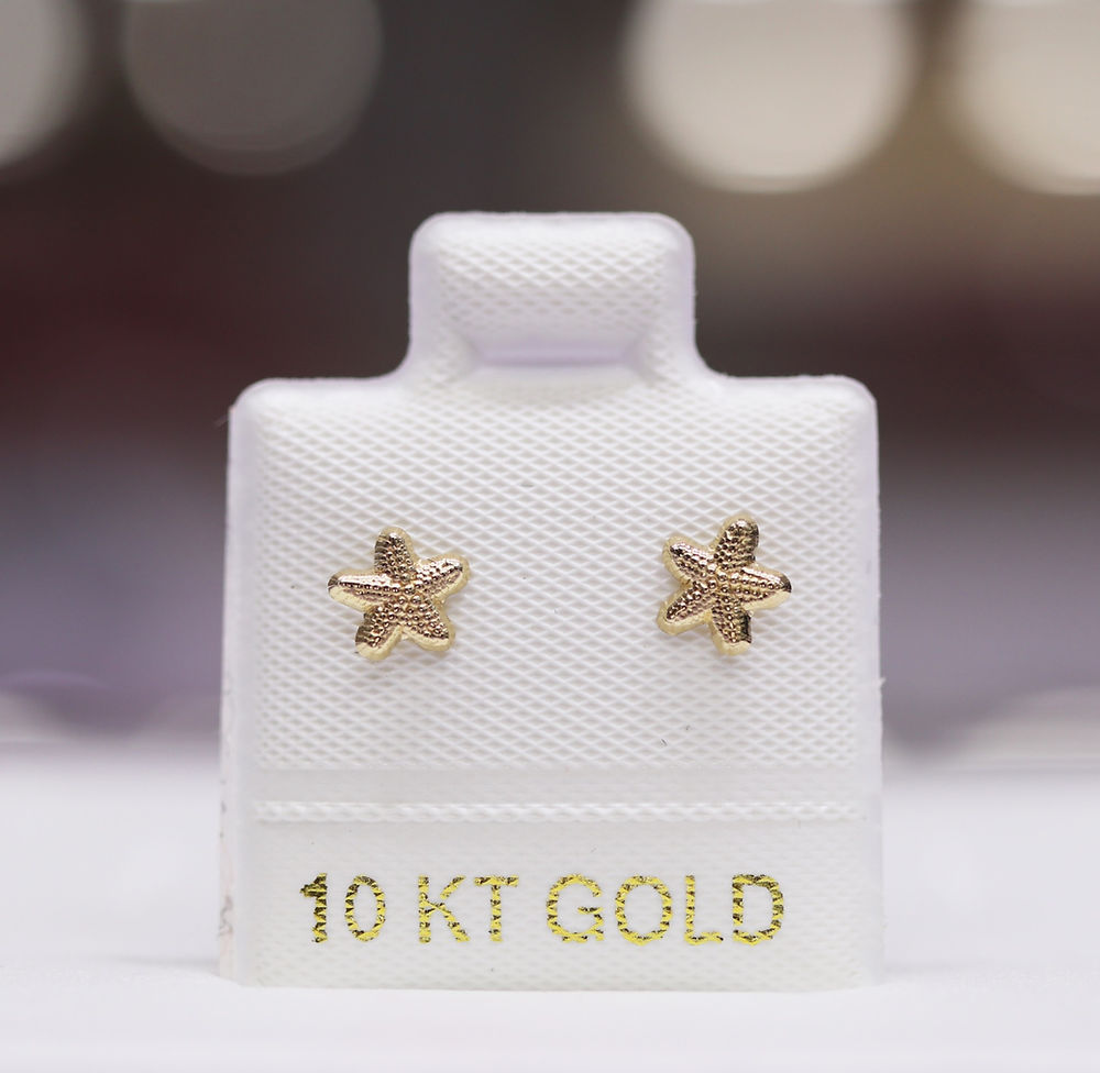 Broquel Oro 10k Estrellita de Mar Mini