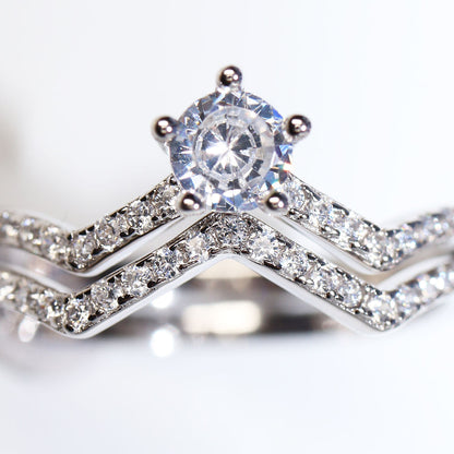 Anillo Alianza doble CZ AAA Plata .925 baño Rodio