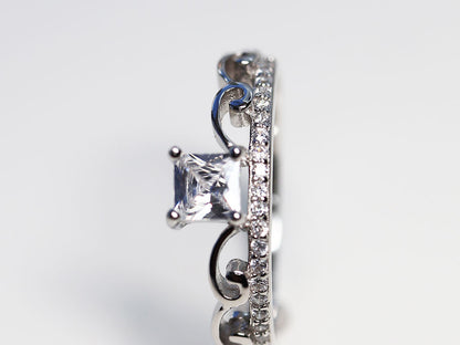 Anillo Princesa Plata .925 baño Rodio