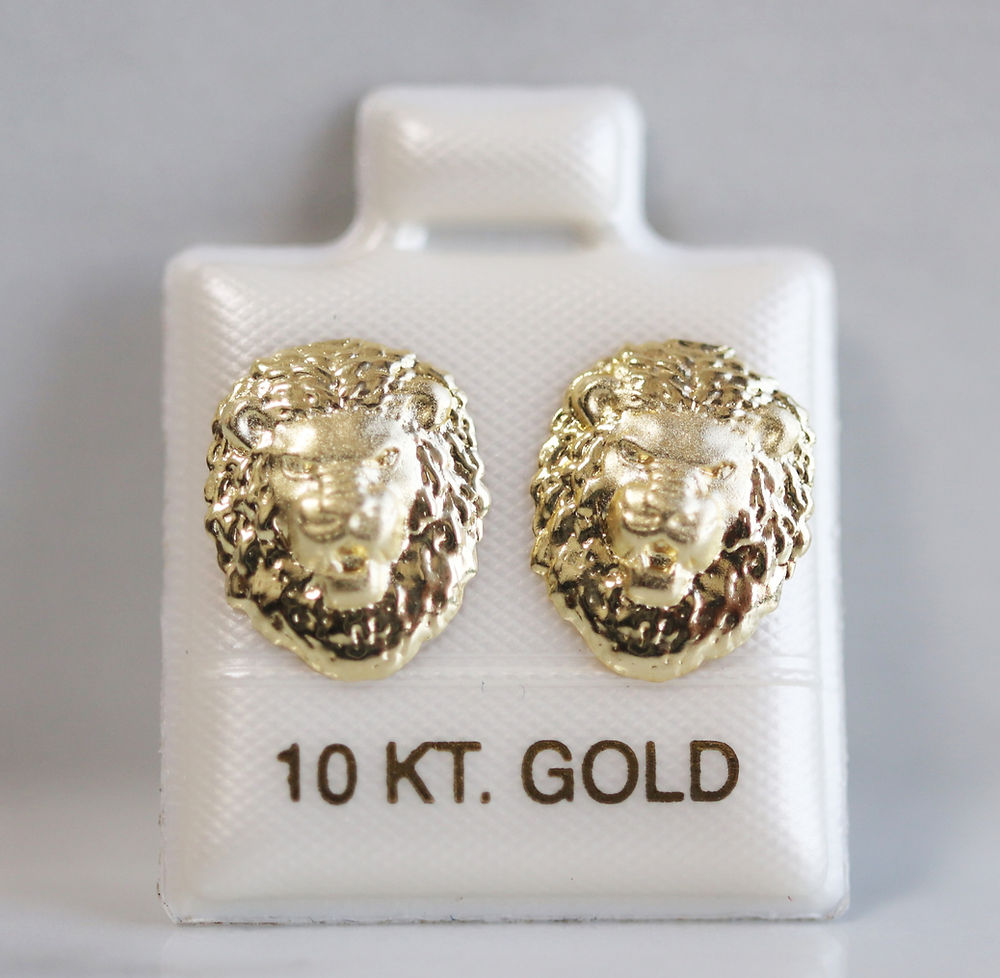 Broquel Oro 10K Cara de león grande arenado