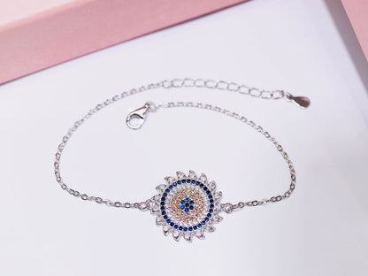 Pulsera Sol Plata .925 con Baño en Rodio y Zirconias