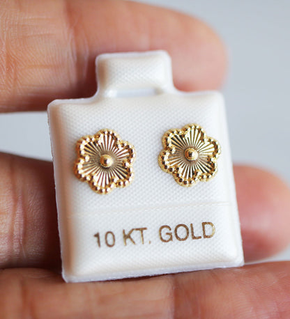 Broquel Oro 10k Flor diamantada