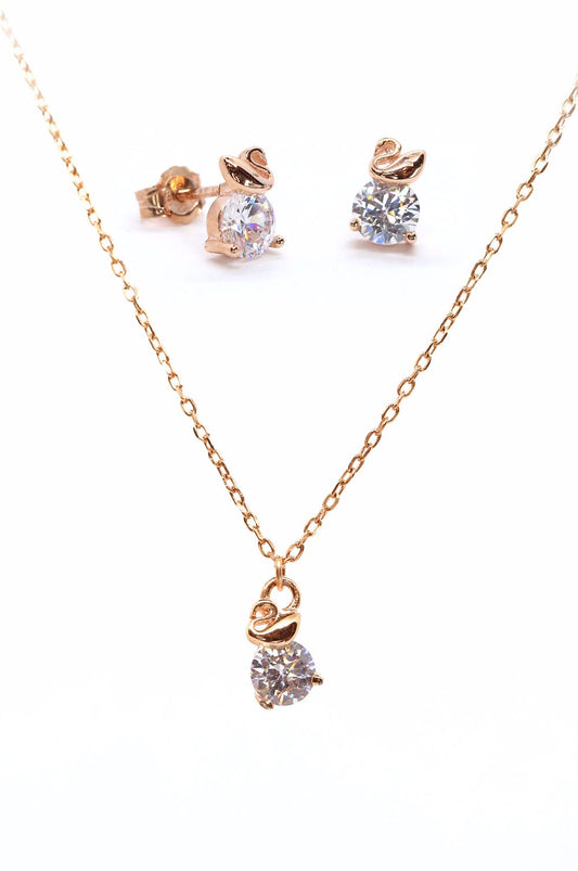 Set - Plata .925 con Baño de Oro Rosa y Zirconias