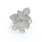 Anillo Flor Doble Plata .925 Baño Rodio y Zirconias
