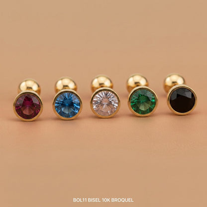 Broquel Oro 10k recto bisel redondo 3mm