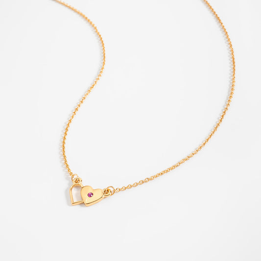 Collar en baño de oro corazones piedra toque brillante