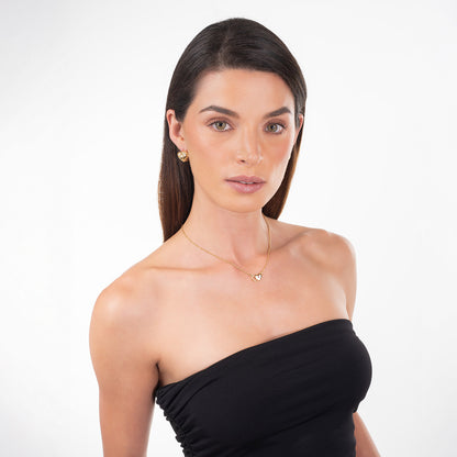 Collar en baño de oro corazones piedra toque brillante