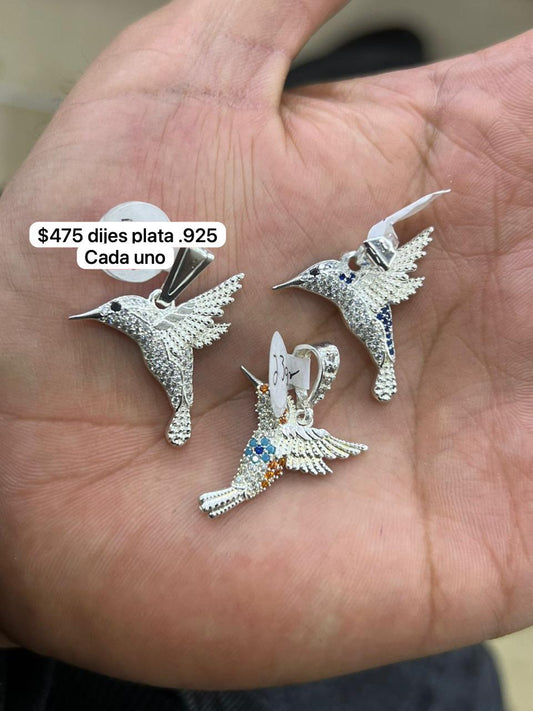 Dijes de Colibrí en Plata .925