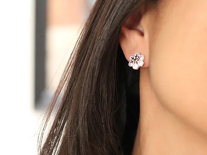 Aretes SnowFlake Plata .925 Baño Rodio