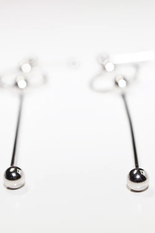 Aretes Largos Balines Plata .925 baño Rodio