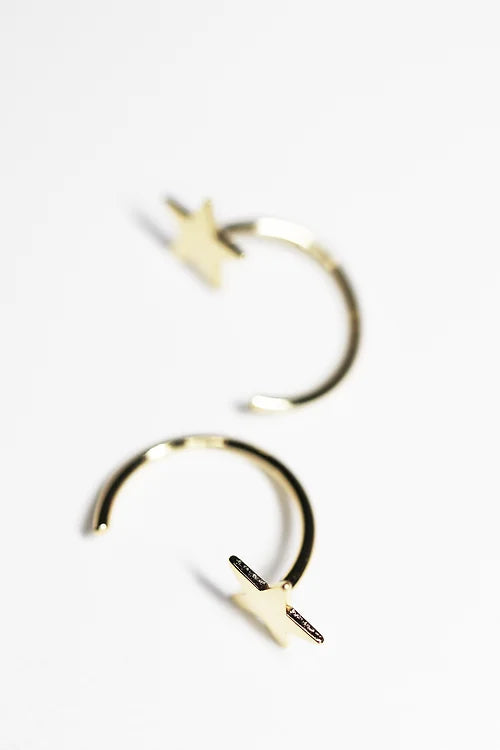 Aretes Estrella Plata .925 baño Oro