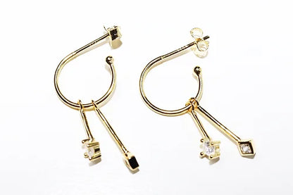 Arracada Ch Con dijes Plata .925 baño Oro