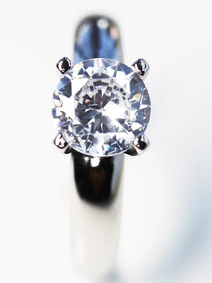 Anillo Solitario Clásico Plata.925 baño Rodio