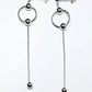 Aretes Largos Balines Plata .925 baño Rodio