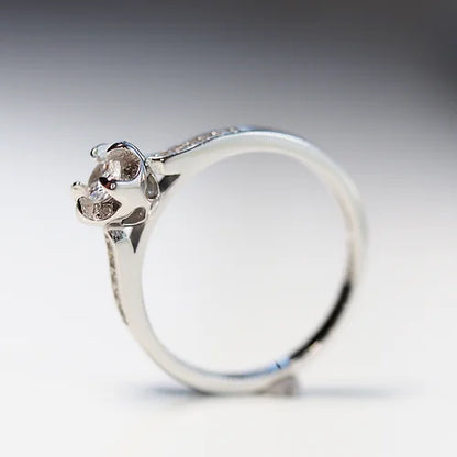 Anillo Solitario Plata .925 baño Rodio