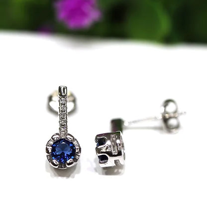 Aretes Cz Azul Plata .925 con Baño de Rodio y Zirconias