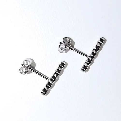 Aretes barra 5 Czs Claras Plata .925 baño Rodio