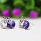 Aretes Morados Plata.925 con Baño de Rodio y Zirconias
