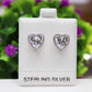 Aretes Corazón Czs Plata 925 baño Rodio