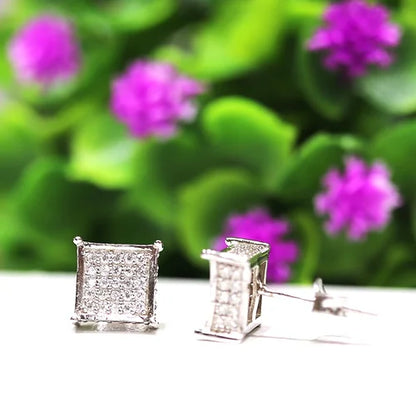 Aretes Cuadrado Plata .925 con Baño de Rodio