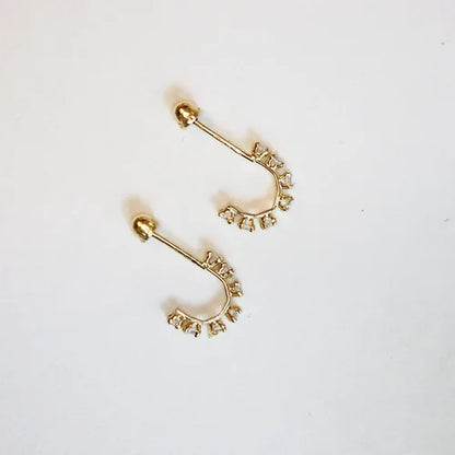 Broquel Oro 10K Coqueta mini Zirconias blancas