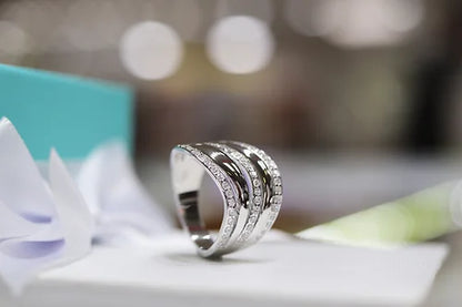 Anillo 3 lineas Curvy Plata 925 Baño Rodio