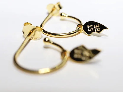 Arracada Ch con dije Corazon Best Babe Plata .925 baño Oro