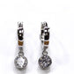 Aretes mini arracada CZ colgante Plata 925 baño Rodio