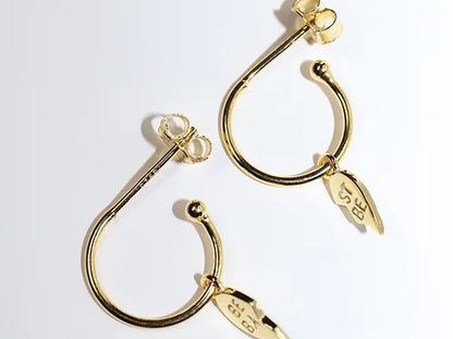 Arracada Ch con dije Corazon Best Babe Plata .925 baño Oro