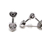 Aretes Mini corazón Plata 925 baño Rodio