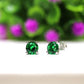 Aretes Plata 925 Baño Rodio y Cz Verde