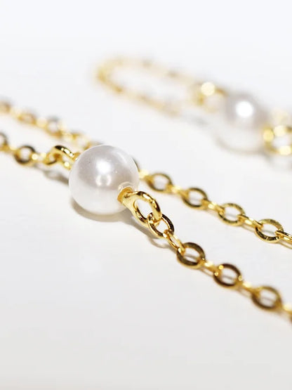 Aretes Largos con perlas creadas Plata .925 baño Oro