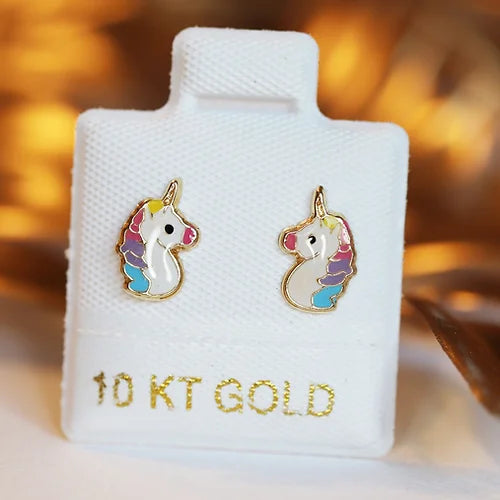 Broquel Oro10k Unicornio esmaltado