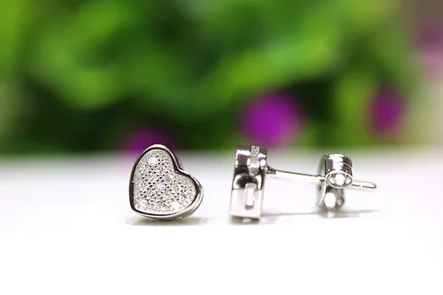 Aretes Corazón Plata 925 Baño Rodio