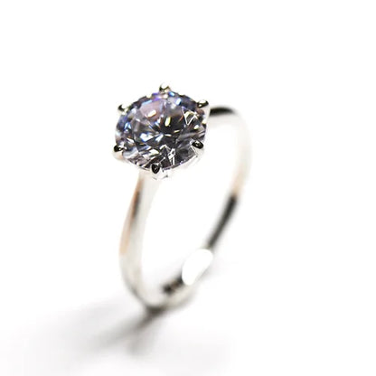 Anillo Solitario Plata .925 baño Rodio Zirconia Calidad AAA