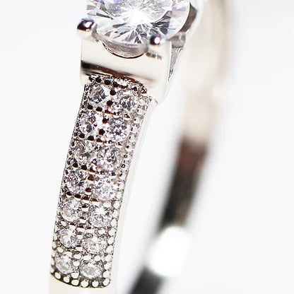 Anillo Solitario Vintage Plata .925 baño Rodio