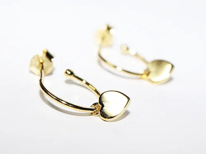 Arracada con dije Corazón Plata .925 baño Oro