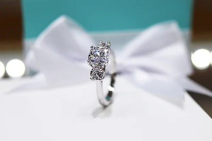 Anillo 3 Piedras Cz Blancas Plata 925 baño Rodio