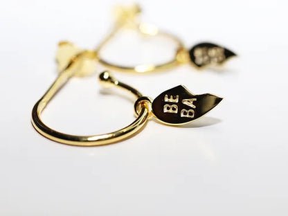 Arracada Ch con dije Corazon Best Babe Plata .925 baño Oro